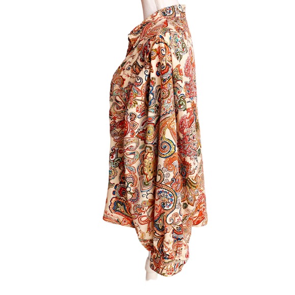 Anna-Kaci California Paisley button down shirt Blouse‎ Top size 1X puffy sleeves - Picture 6 of 7